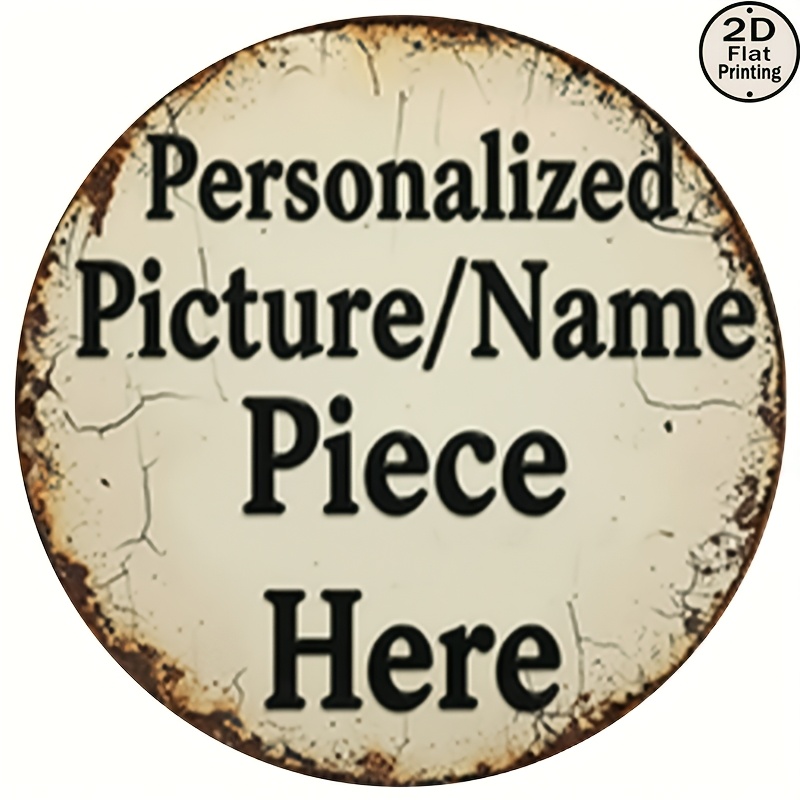 Vintage Collectible Plates - Personalisiertes Retro-Rundes Metall-Wandschild, Individuelles Bild- und