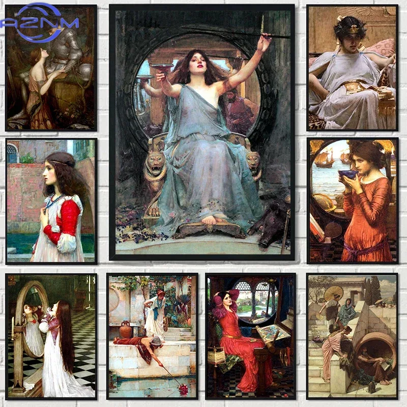 Vintage Collectible Posters - Leinwandgemälde, Wandkunst, Bild, John William Waterhouse,