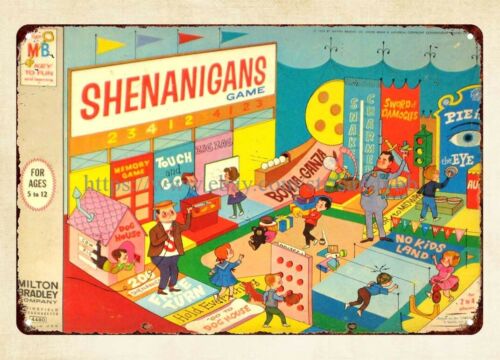 Vintage Collectibles Store - Shenanigans Brettspiel 1964 Metall-Blechschild Vintage Sammlerstück